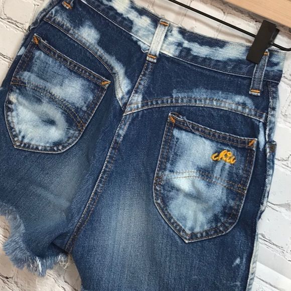 Vintage Denim Shorts Hand bleached Short 1990’s - Picture 2 of 8